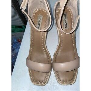 Steve Madden Ladies Tan Shoes Size 9 Platform Heel Ankle Strap Open Toe
